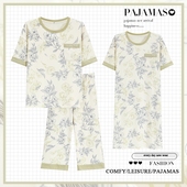 2025年新款 睡裙可外穿家居服 七分裤 三件套睡衣女士夏季 针织棉短袖