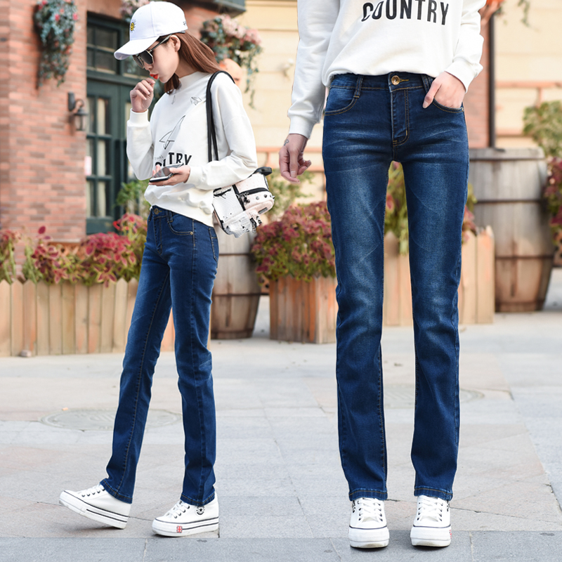 直筒长裤春秋弹力牛仔裤