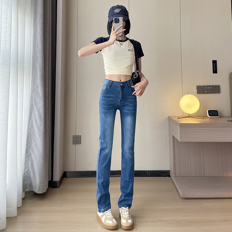 窄腿直筒牛仔裤女高腰2026年新款修身弹力百搭显瘦显高直筒长裤潮