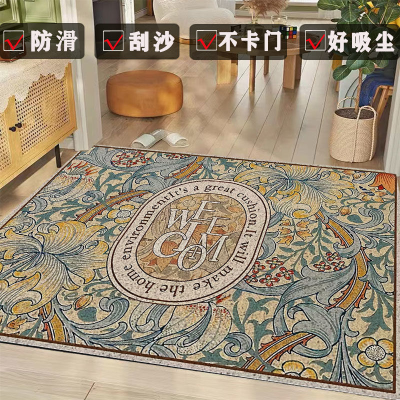 入户丝圈地垫美式田园花卉脚垫