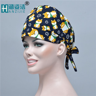 手术帽女卡通印花纯棉手术室帽子韩版医生护士帽麻醉师美容医疗