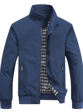 Autumn New Trend Large Standing Collar Jacket 男纯色立领夹克
