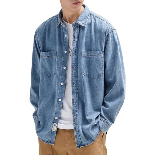 Men's loose shoulder denim long sleeved shirt 男落肩休闲衬衫
