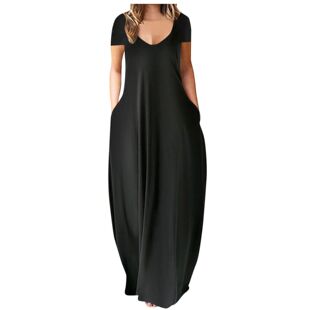 Summer solid color sexy short sleeve dress纯色性感短袖连衣裙