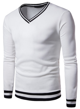 男拼色V领休闲卫衣Men's color matching V-neck casual sweaters