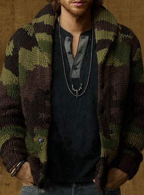 秋款男装迷彩提花翻领外套男Camo jacquard lapel jacket for men