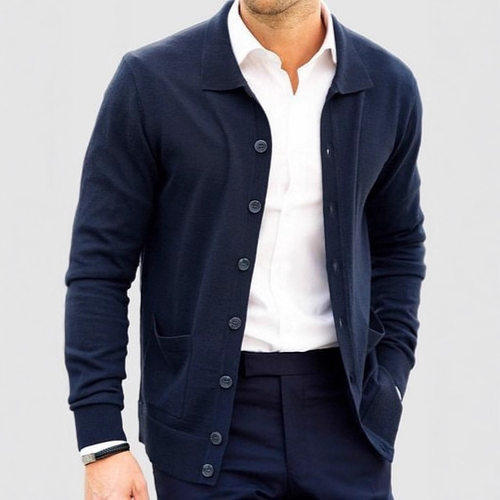 Men's fashion single breasted lapel cardigan男时尚单排扣开衫