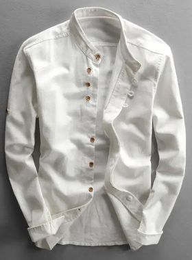 Men's long sleeved button up collar shirt 中国风男士长袖衬衫