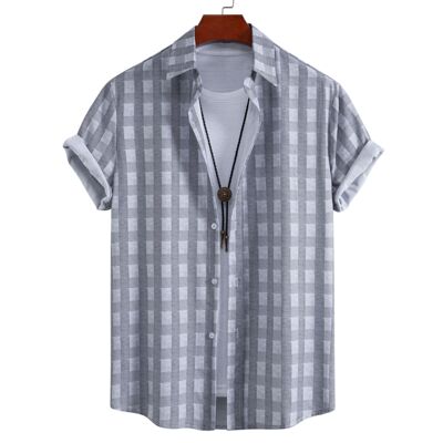 Summer men's checkered short sleeved shirt夏季男格子短袖衬衫