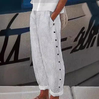 2026Women's minimalist striped casual pant女士简约条纹休闲裤