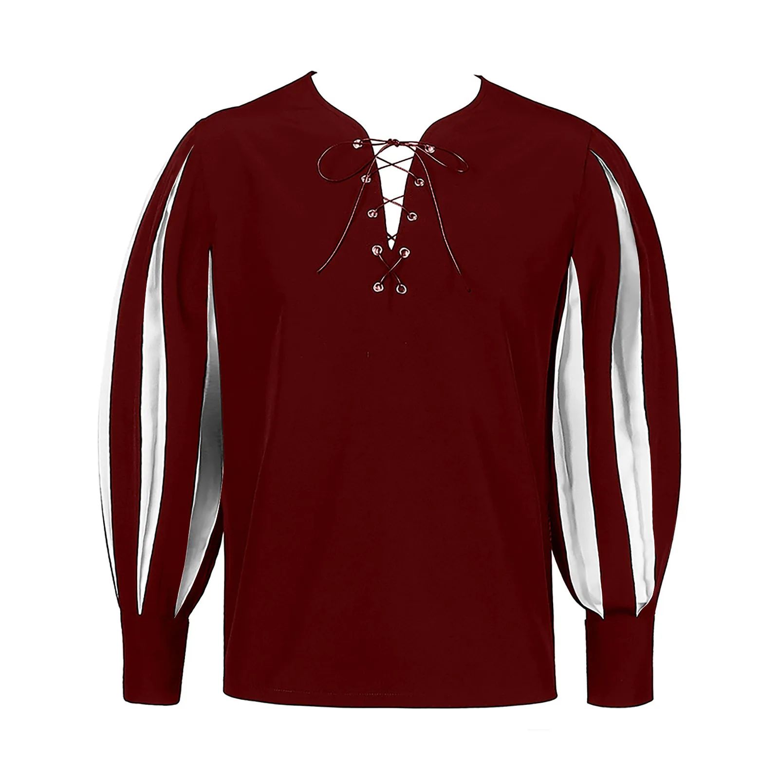 Men's performance color blocked tie collar shirt男绑带领上衣