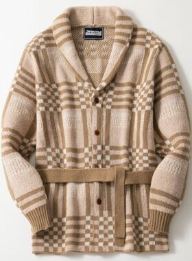 Men' retro checkered jacquard cardigan sweater男复古格子开衫