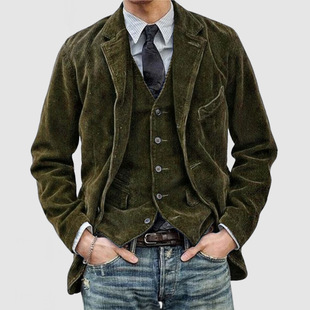 Flannel Casual Solid Coat 男士 Color 灯芯绒休闲纯色外套Men