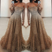 礼服 Shiny Winter Autumn Long 2022 Shoulder Dress One Sleeve