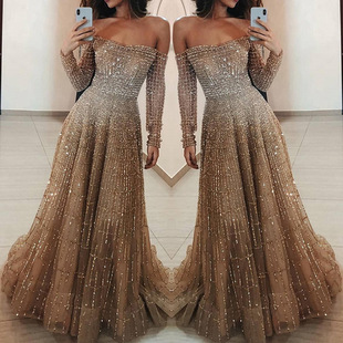 Shiny One Dress Winter 礼服 Sleeve 2022 Long Autumn Shoulder