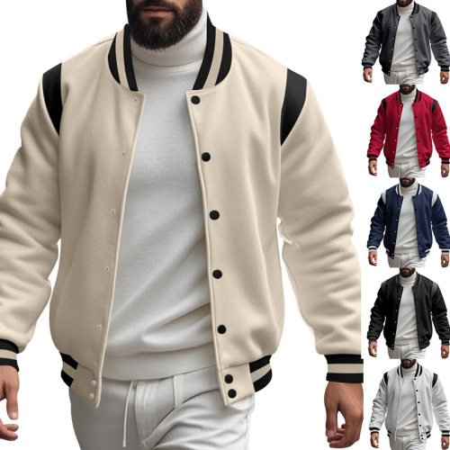 Men high street velvet baseball jersey cardigan 高街加绒开衫