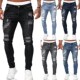 潮流黑色破洞修身 牛仔小脚裤 trendy 2023春夏男士 distressed jean