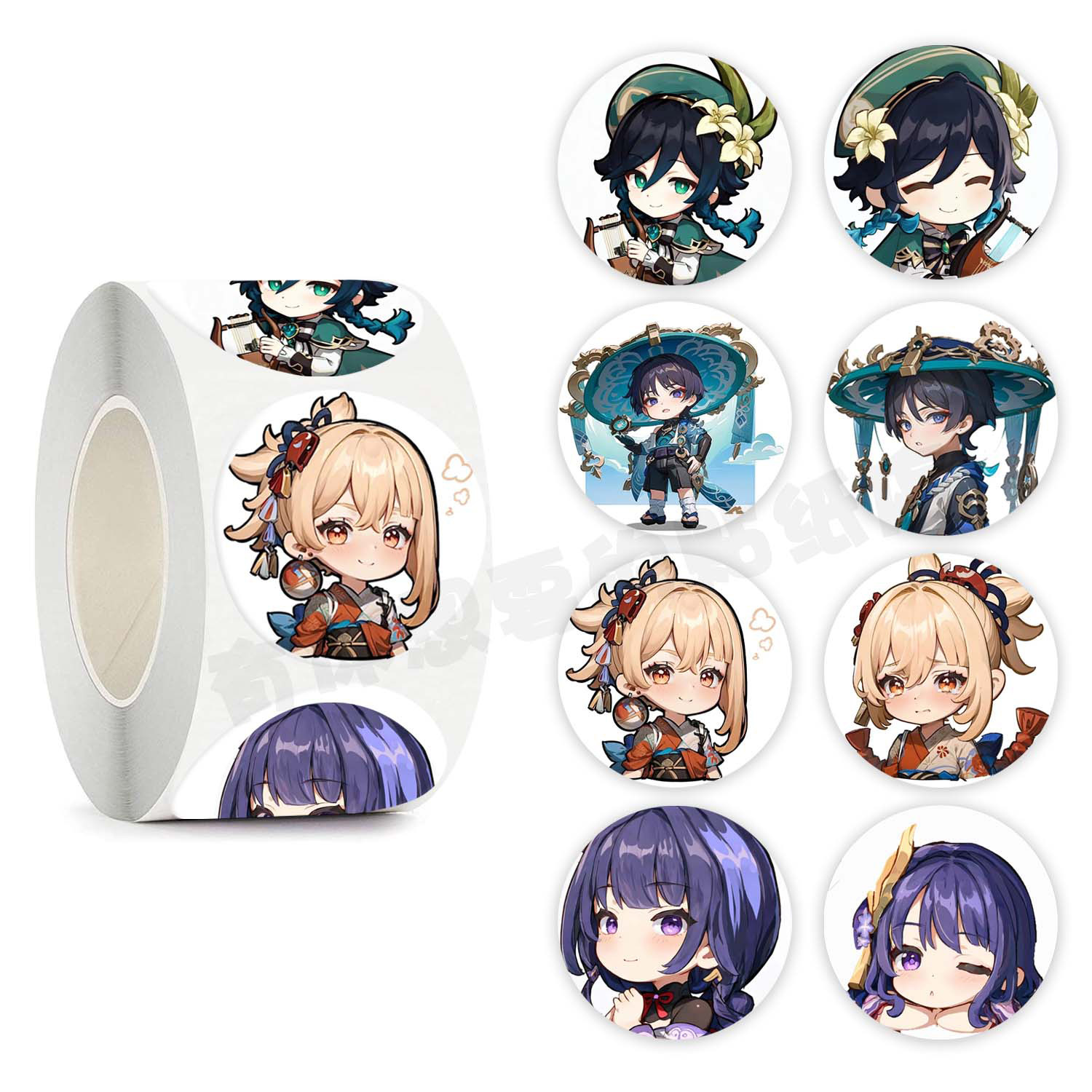 500贴/卷原神魈风神巴巴托斯温迪q版贴纸可爱手账笔记本装饰贴