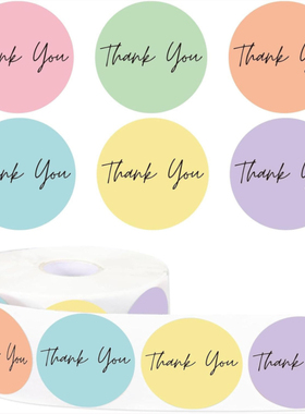 500张/卷彩色粉色紫色感谢贴纸烘焙礼物礼品包装装饰封口标签贴
