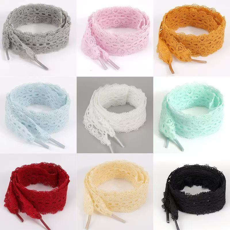 小白鞋丝绸鞋带扁平宽丝带女黑彩白色百搭缎带丝带绸缎蕾丝鞋绳