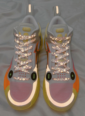 原创鞋带适配LiNing李宁韦德之道10白色绽放反光樱花鞋带男女款潮