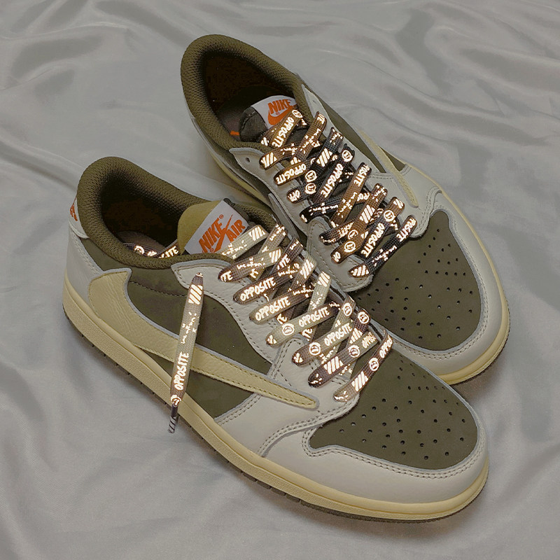 aj1倒钩鬼脸ts反光鞋带白棕色反转摩卡男女款配饰绳深棕色黑蓝色