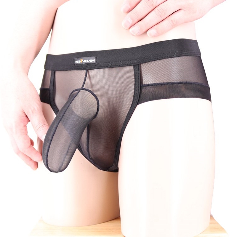 按摩情趣开档性感透明男士内裤