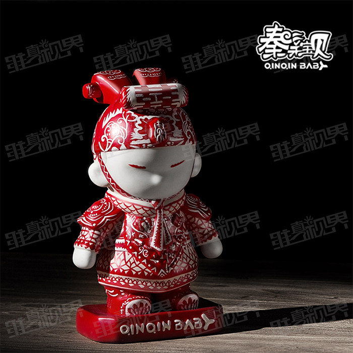 秦亲宝贝陕西旅游纪念品红色卡通兵马俑陕北剪纸创意摆件