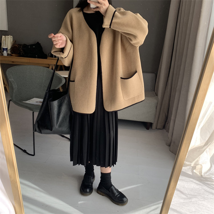 宽松慵懒风珍珠绒开衫韩系今年流行漂亮冬外套女秋冬款2022新款