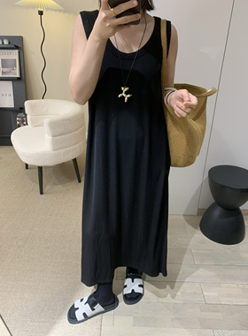 巨舒服春夏新品肌理螺纹无袖背心裙连衣裙中长款打底裙子显瘦宽松