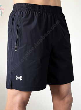 现货UA安德玛男士7寸梭织运动跑步美式拉链裤兜五分裤篮球裤短裤