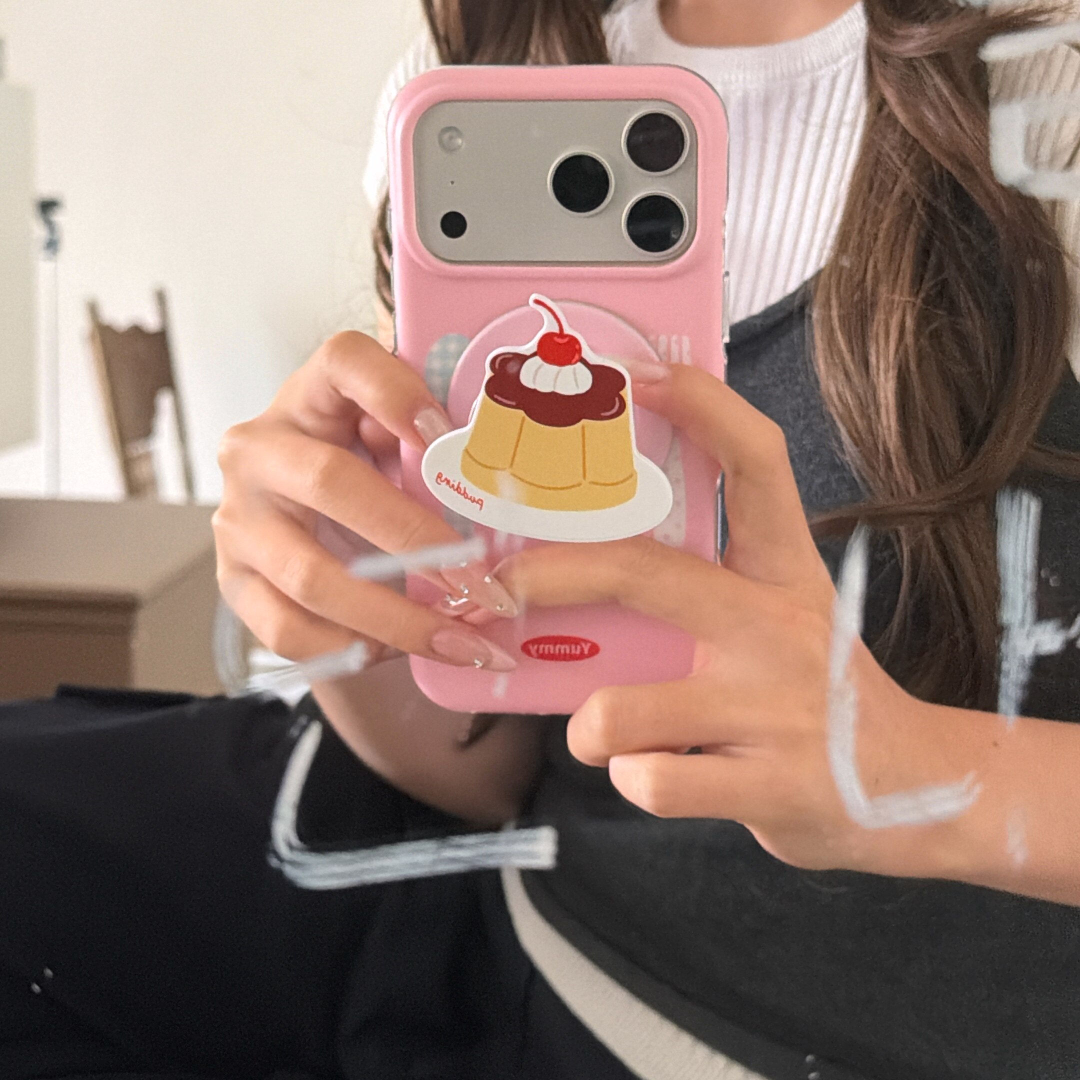 ins风韩系少女感卡通布丁蛋糕磁吸支架适用苹果iPhone17161514ProMax手机壳13/14pro创意15pro双层防摔保护套