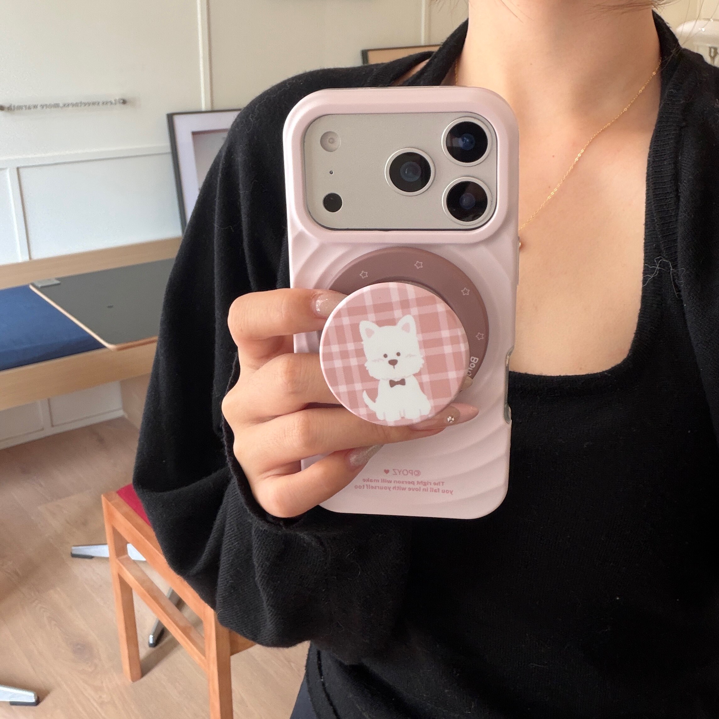 粉色波漾菲林壳可爱西高地磁吸支架适用苹果iPhone171615ProMax手机壳15pro全包15pm/16pro防摔保护套女款