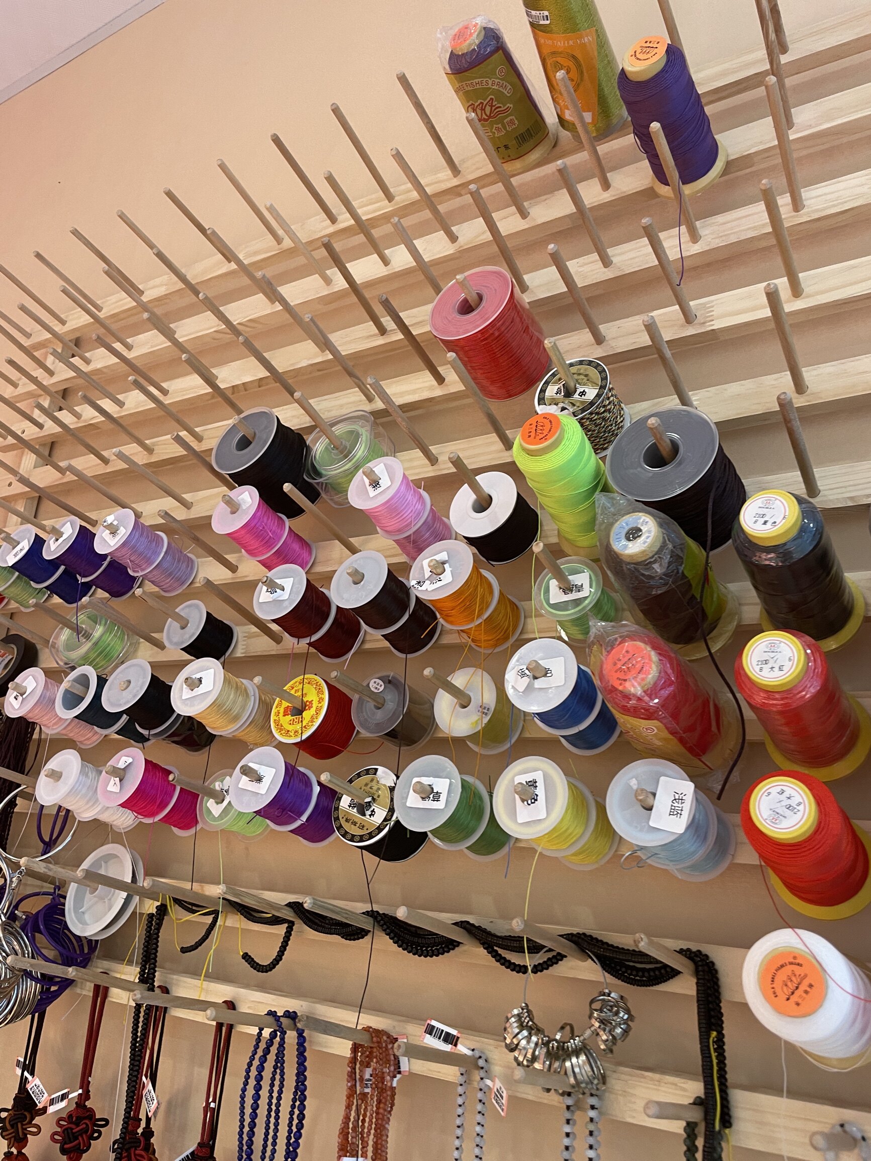 弹力珠宝线渔丝线落地实木宝塔线收纳架缝纫线架串珠绳玉线手工线