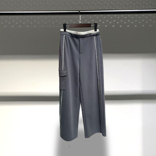 灰色阔腿裤女装2025夏季款工装风运动休闲宽松百搭抽绳直筒长裤子