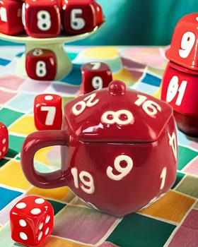 麻将馆骰子陶瓷杯子家居摆件色子咖啡杯办公室水杯创意数字母马克