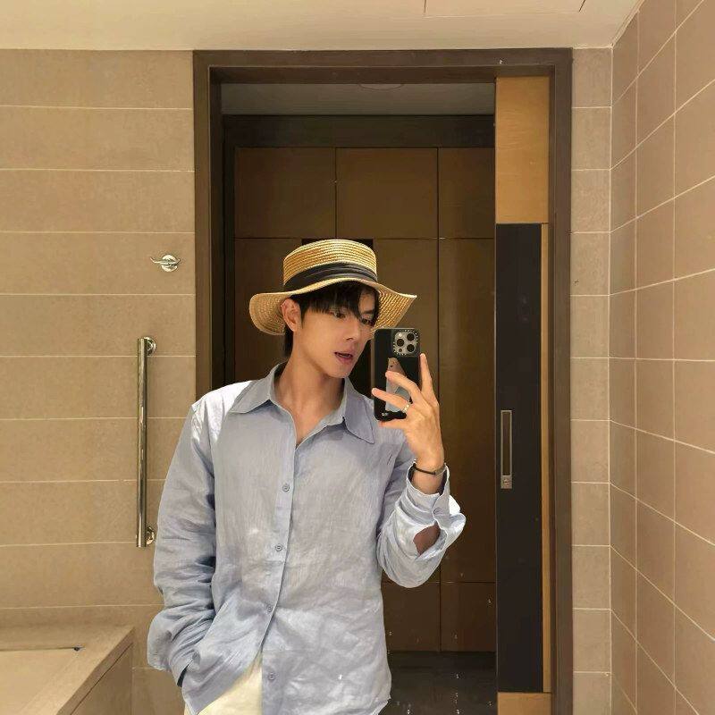 韩国 100%雨露亚麻凉感老钱风慵懒夏季极简通勤超薄休闲长袖衬衫