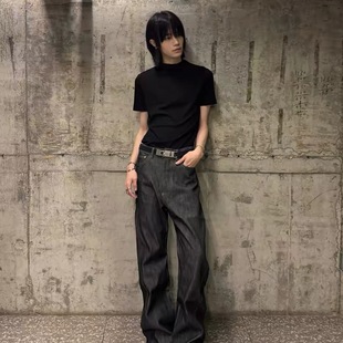 韩国 原牛13盎司百搭微喇牛仔裤通勤神裤刺绣马毛皮牌