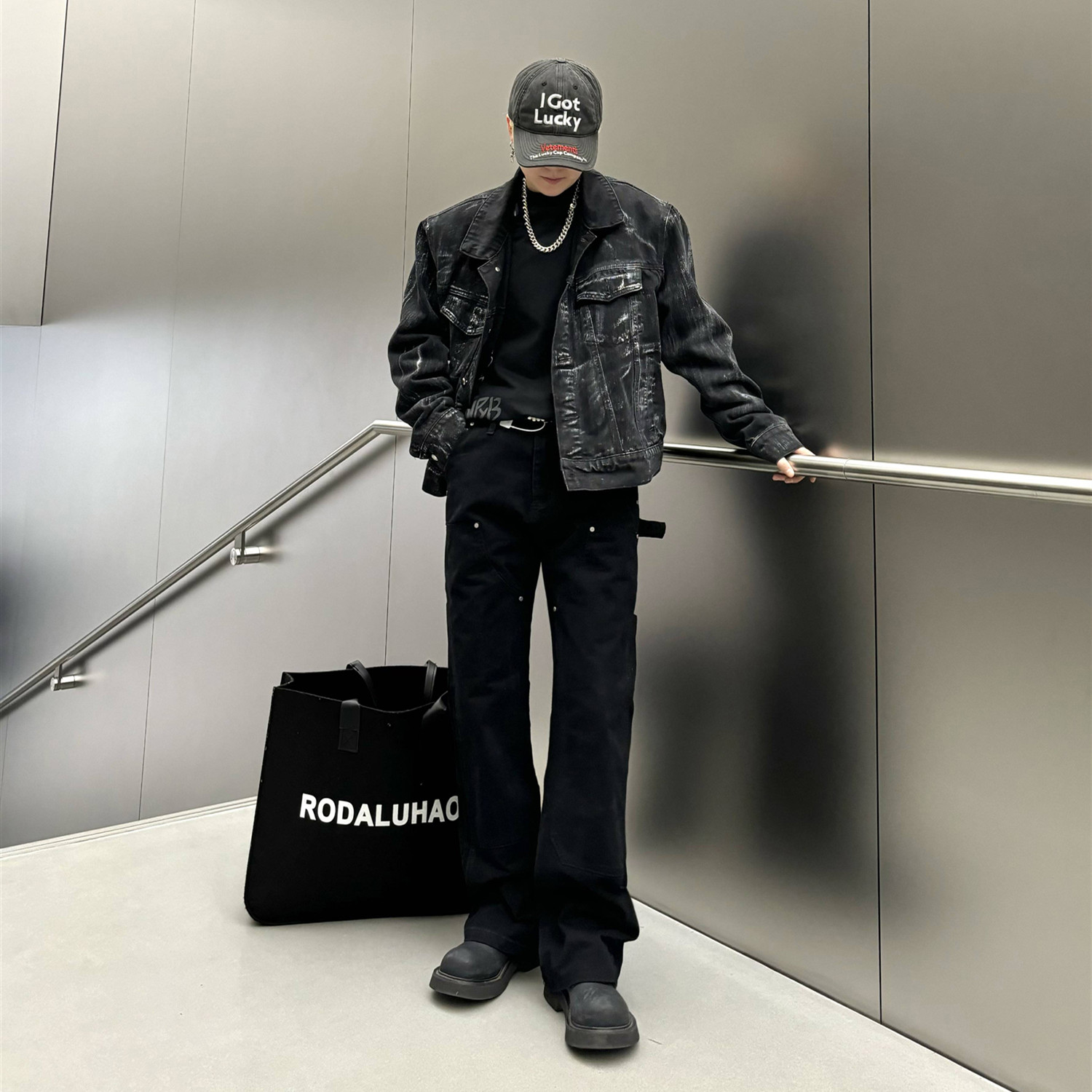 vibe风直筒牛仔裤伐木工装裤