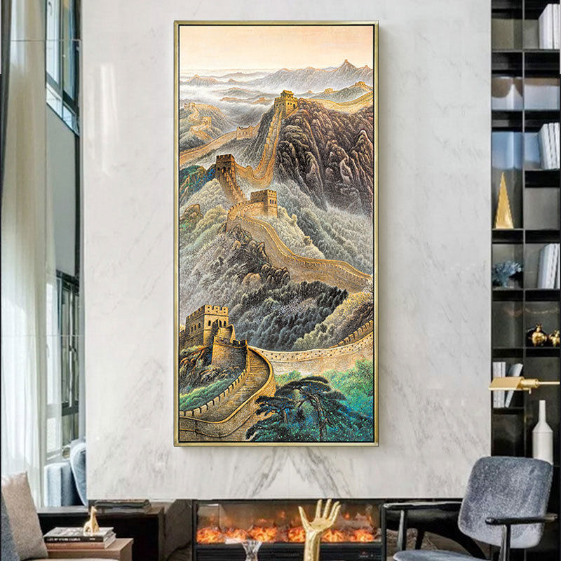 精准印花十字绣棉线丝线钻石画万里长城国画风景竖版雄风图自绣画