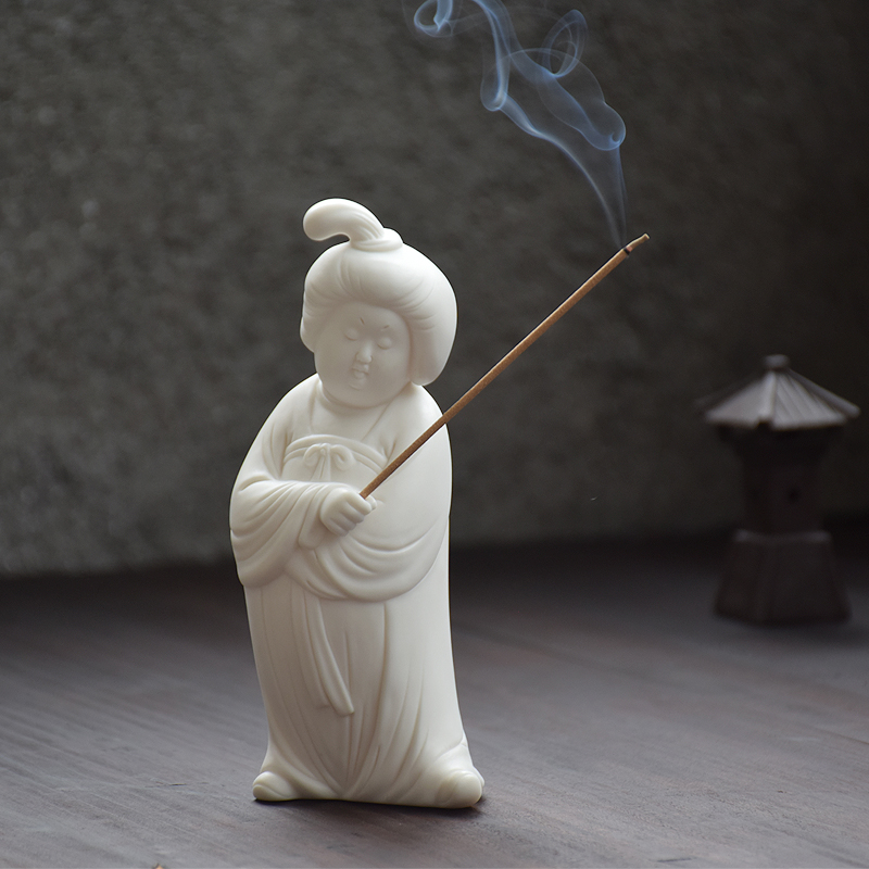 观山小社陶瓷仕女装饰品香插摆件