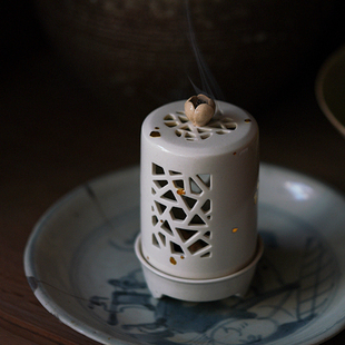 陶瓷香炉手工梅花点金盘香香薰炉沉香檀香香道创意室内家居摆件