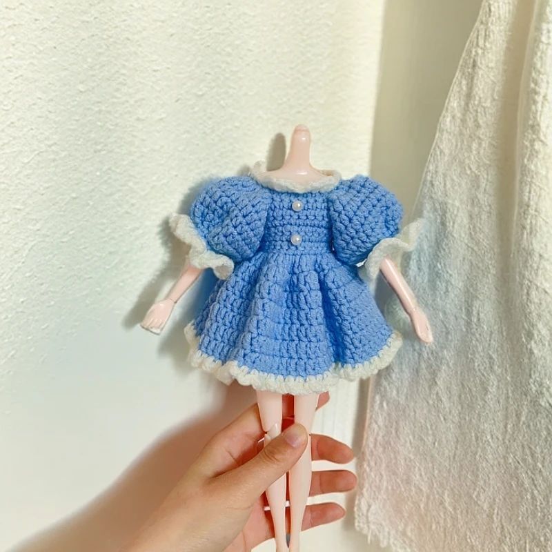 手工公主裙30cm瘦体娃娃BJD娃娃衣服礼服裙子换装玩具钩针娃衣