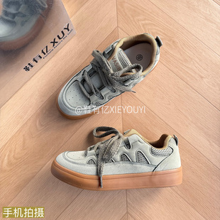 绿色透气面包鞋 2025秋冬新款 男士 通勤百搭鞋 男生 鞋 厚底板鞋 有亿