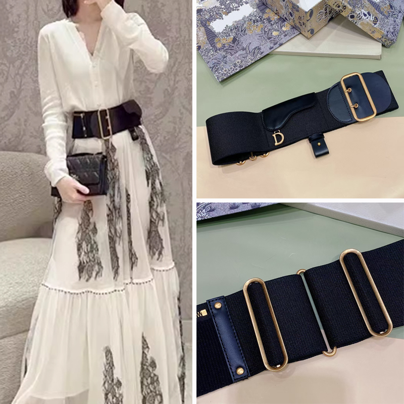 女士时尚高级感D家松紧真皮腰封