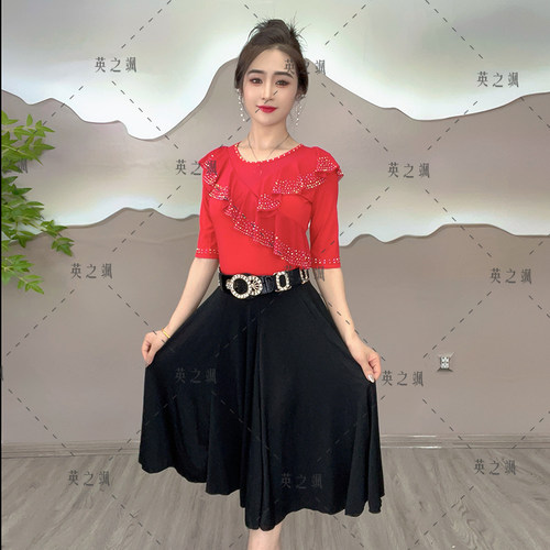 英之飒中长款半身裙点帕斯大摆裙