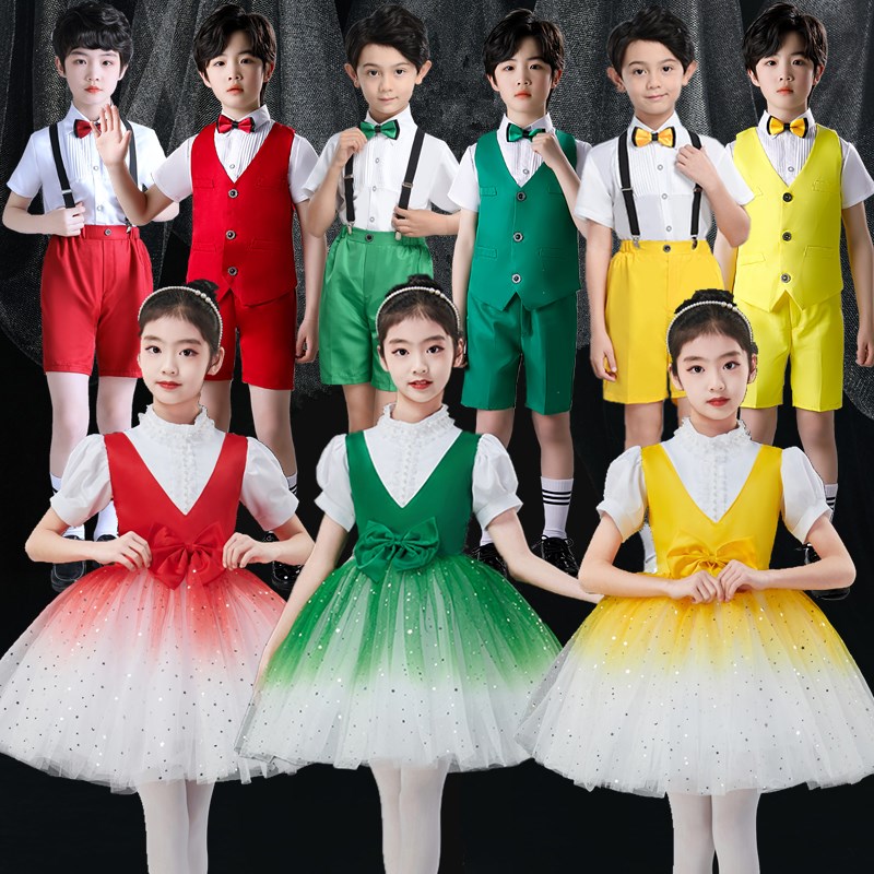 娈绮儿元旦儿童舞蹈表演合唱服装