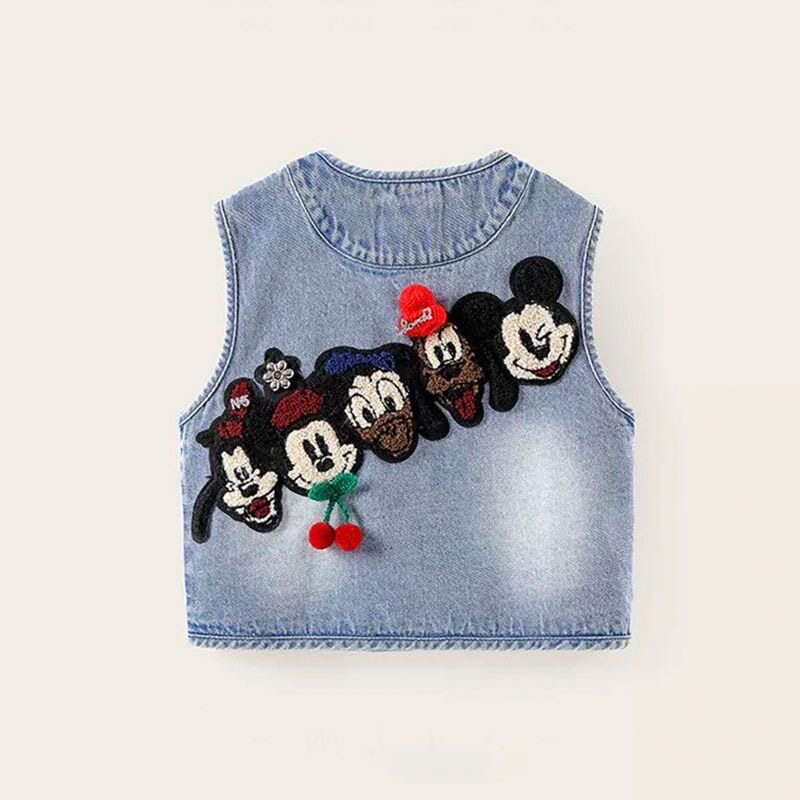 儿童软牛仔马甲2026春季新款男童马夹米奇卡通坎肩背心小男孩外套