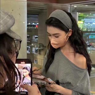 易梦玲同款复古针织坑条加宽发箍遮发际线发缝防滑发带发饰高颅顶