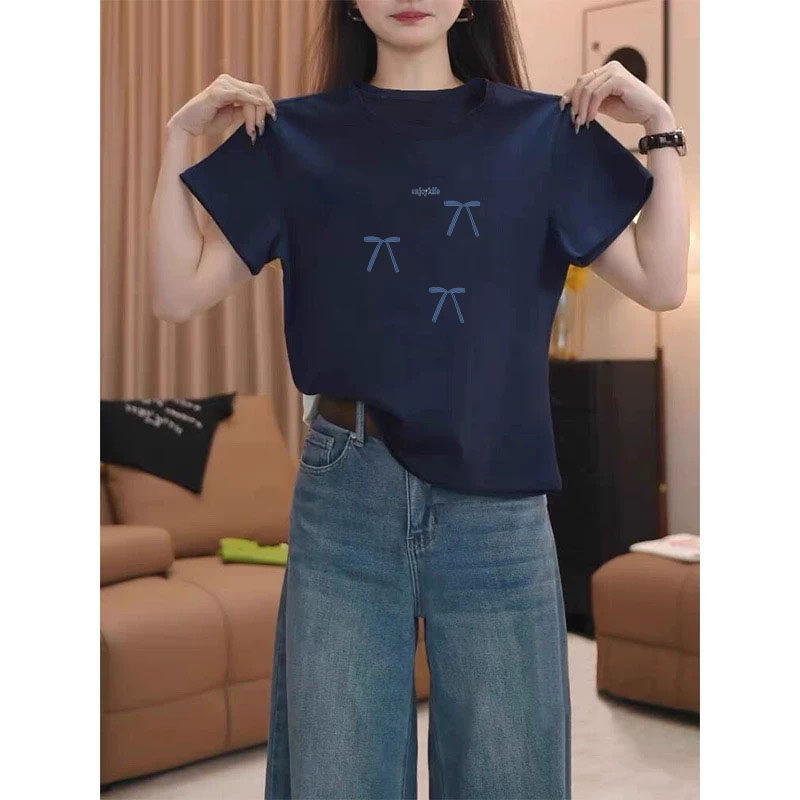纯棉设计感小众正肩纯棉短袖t恤女2026春夏新款时尚百搭显瘦上衣图片